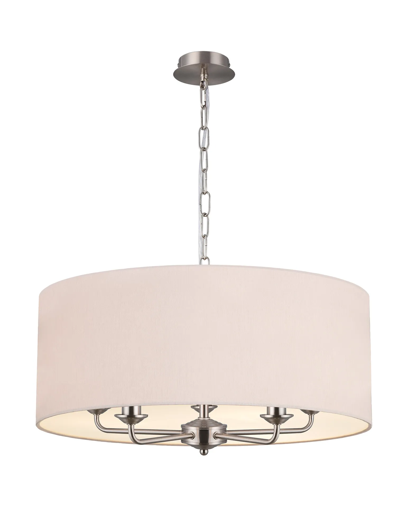 DK0673  Banyan 60cm 5 Light Pendant Satin Nickel; Nude Beige